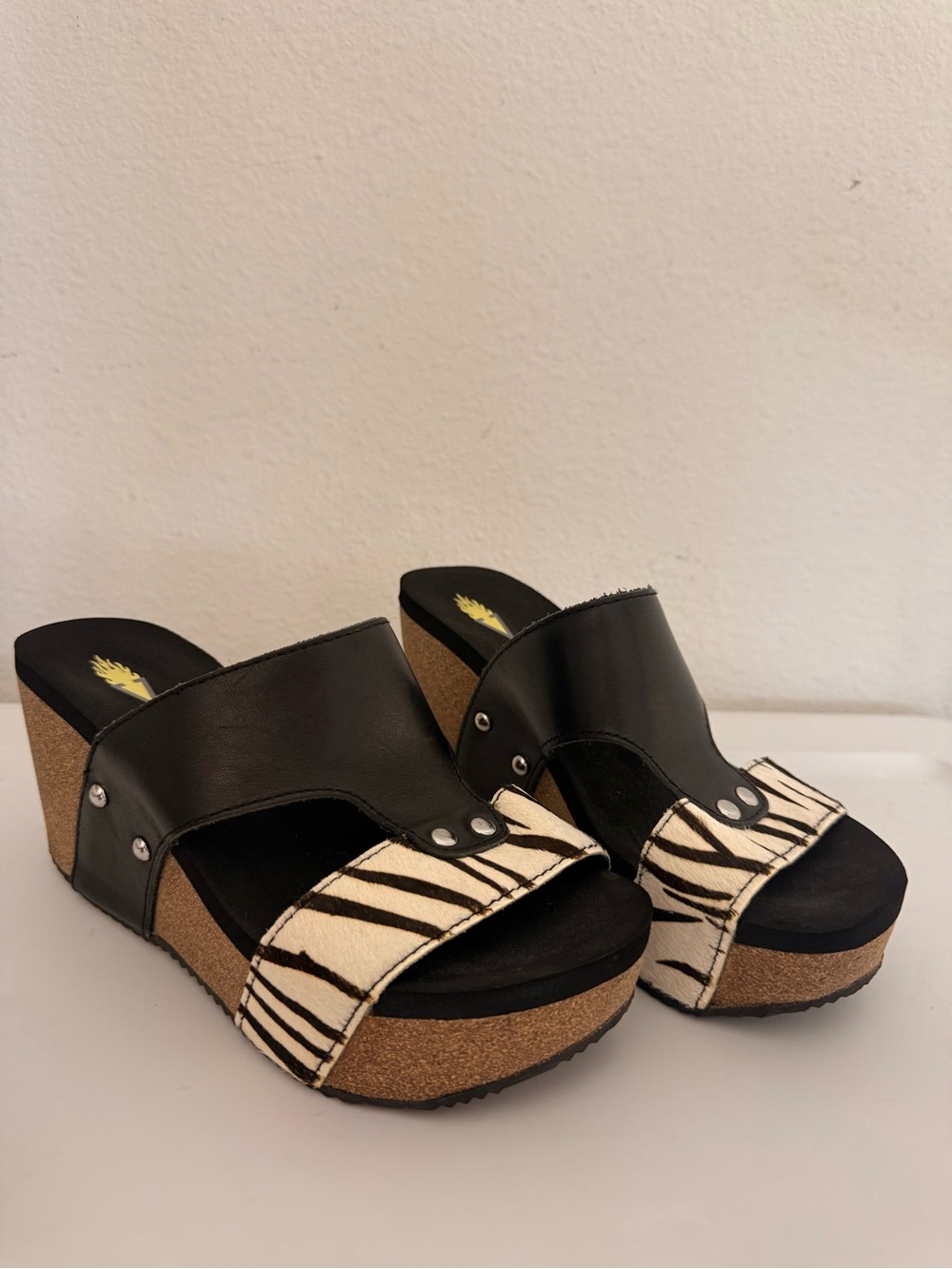 Black & White Zebra Platform Wedge Sandals